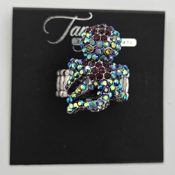 Tanya Creations Rhinestone Octopus Ring with Silver Tone Stretchy Band - Picture 3 of 8